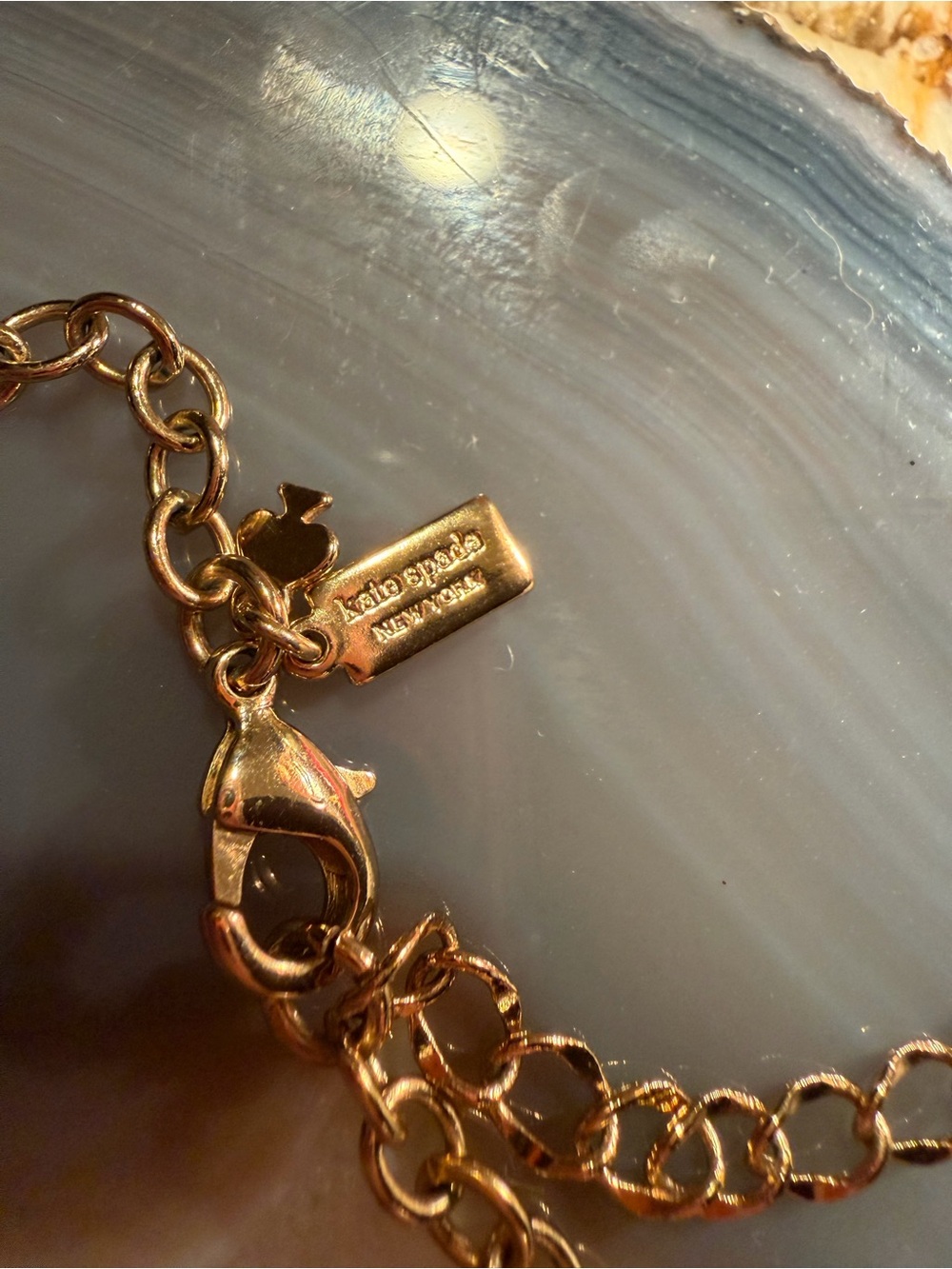 Kate Spade NWOT Gold Chain Necklace with Black and Clear Floral Clusters - Picture 3 of 5